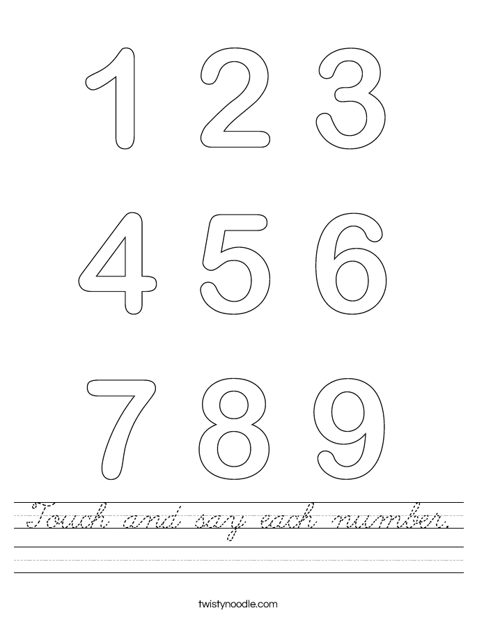 Touch and say each number. Worksheet