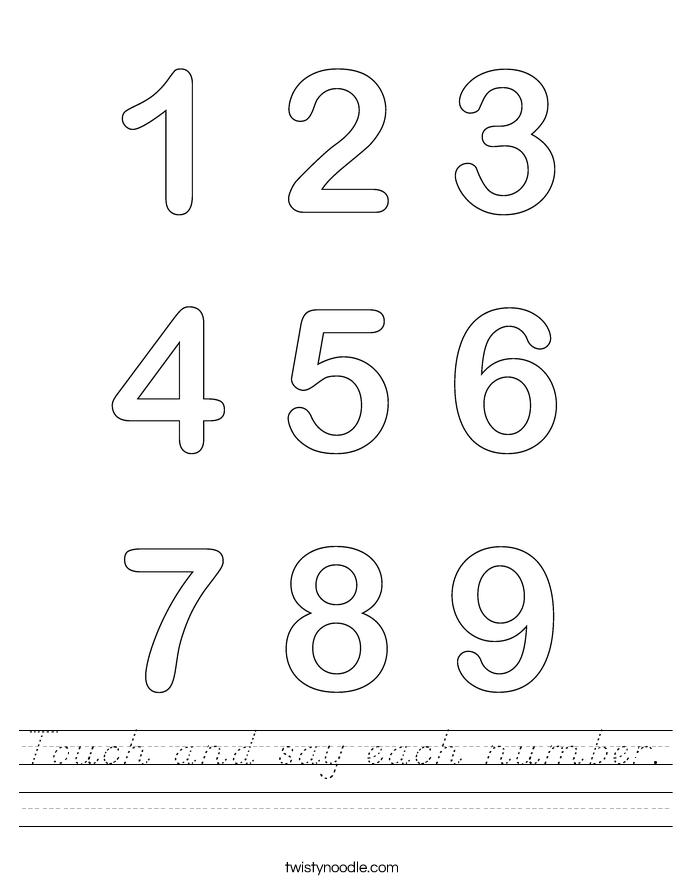 Touch and say each number. Worksheet