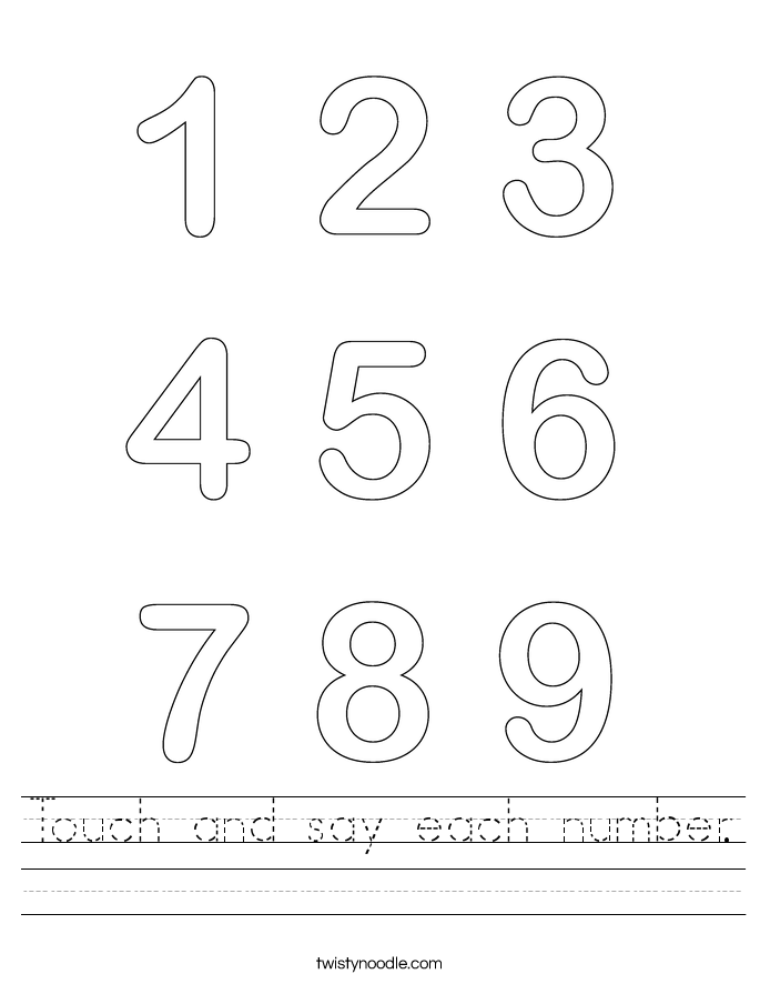 Touch and say each number. Worksheet