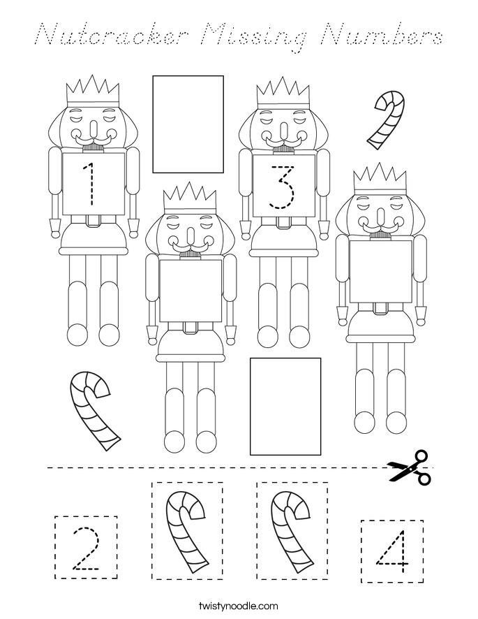 Nutcracker Missing Numbers Coloring Page
