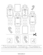 Nutcracker Missing Numbers Handwriting Sheet