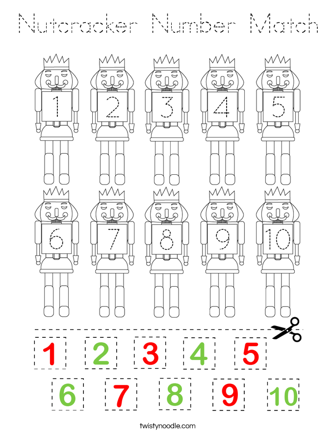 Nutcracker Number Match Coloring Page