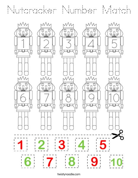 Nutcracker Number Match Coloring Page