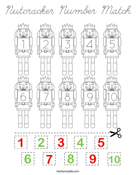 Nutcracker Number Match Coloring Page