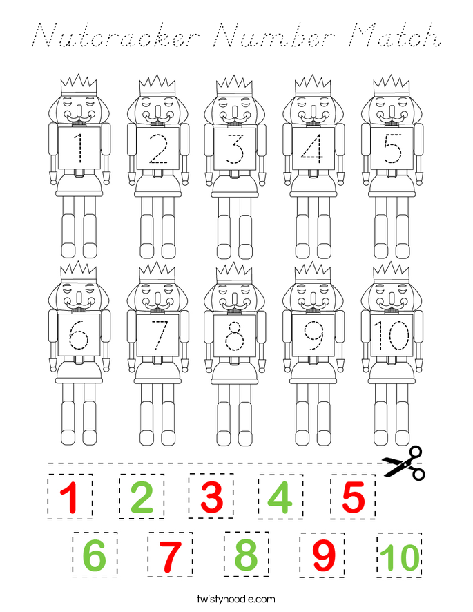Nutcracker Number Match Coloring Page