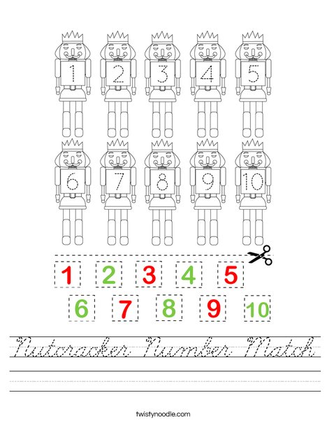 Nutcracker Number Match Worksheet