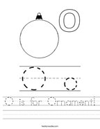 O is for Ornament Handwriting Sheet
