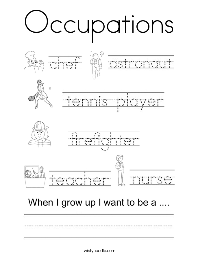 occupations coloring page twisty noodle