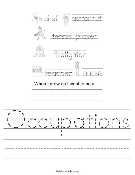 occupations worksheet twisty noodle