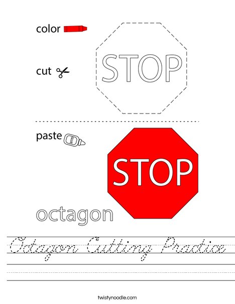Octagon Cutting Practice Worksheet