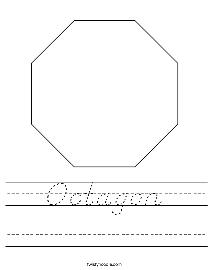 Octagon Worksheet - D'Nealian - Twisty Noodle