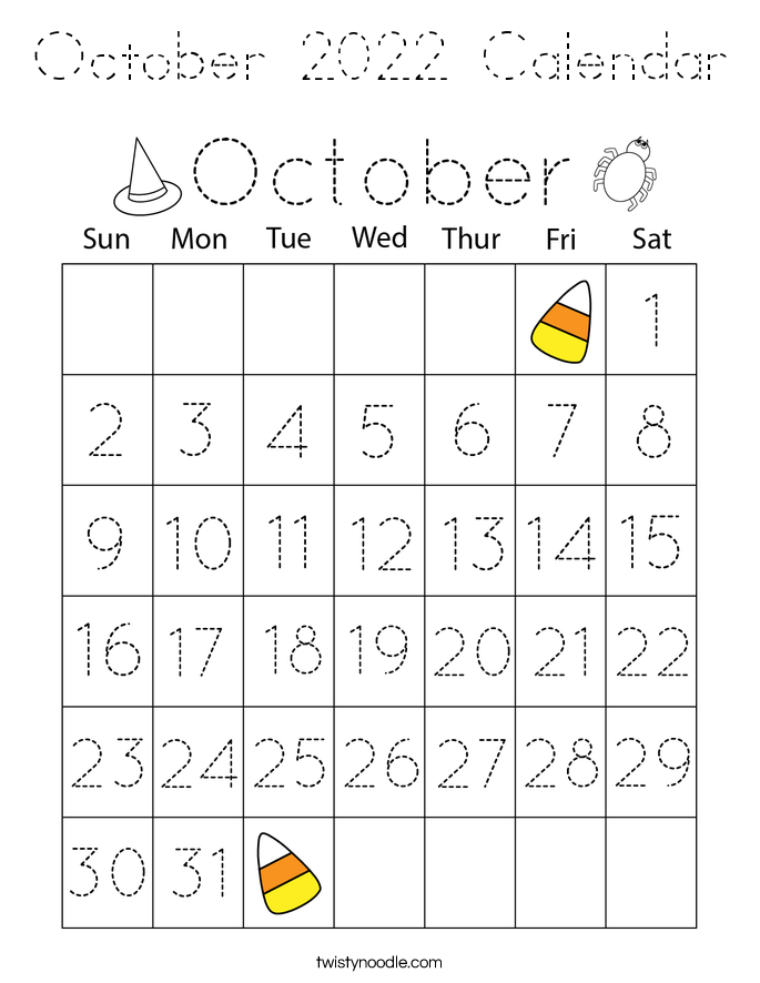 October 2022 Calendar Coloring Page