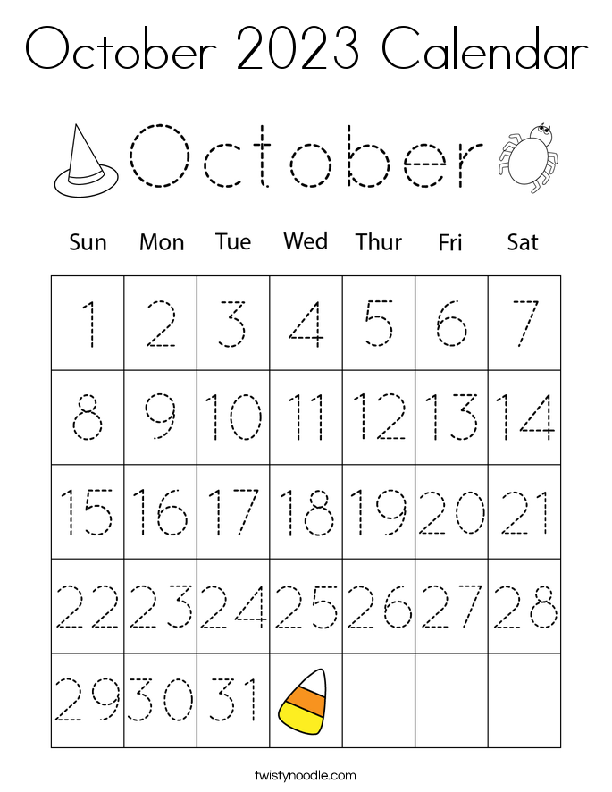 October 2023 Calendar Coloring Page