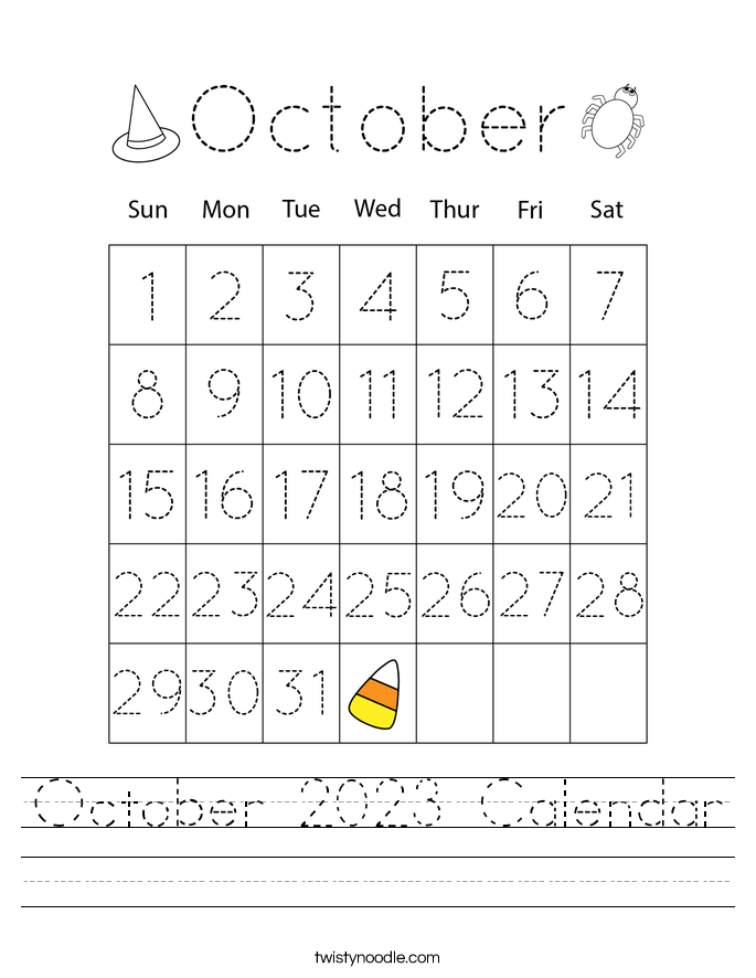 October 2023 Calendar Worksheet