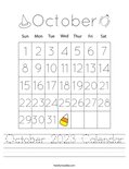 October 2023 Calendar Worksheet