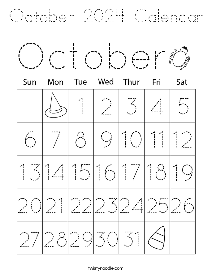 October 2024 Calendar Coloring Page