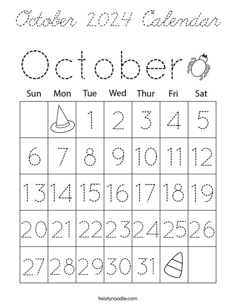 October 2023 Calendar Coloring Page