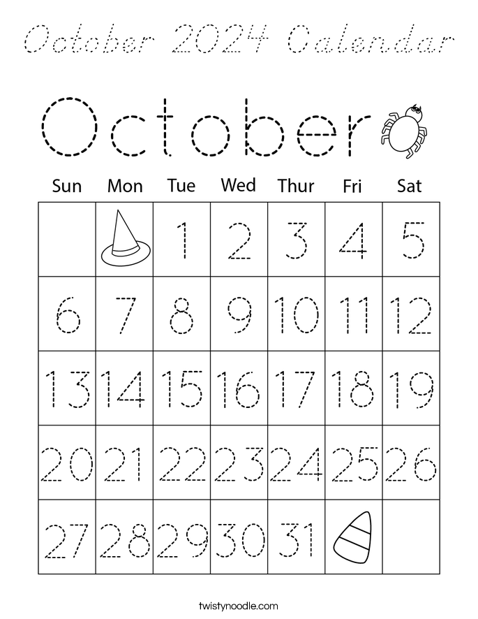 October 2024 Calendar Coloring Page