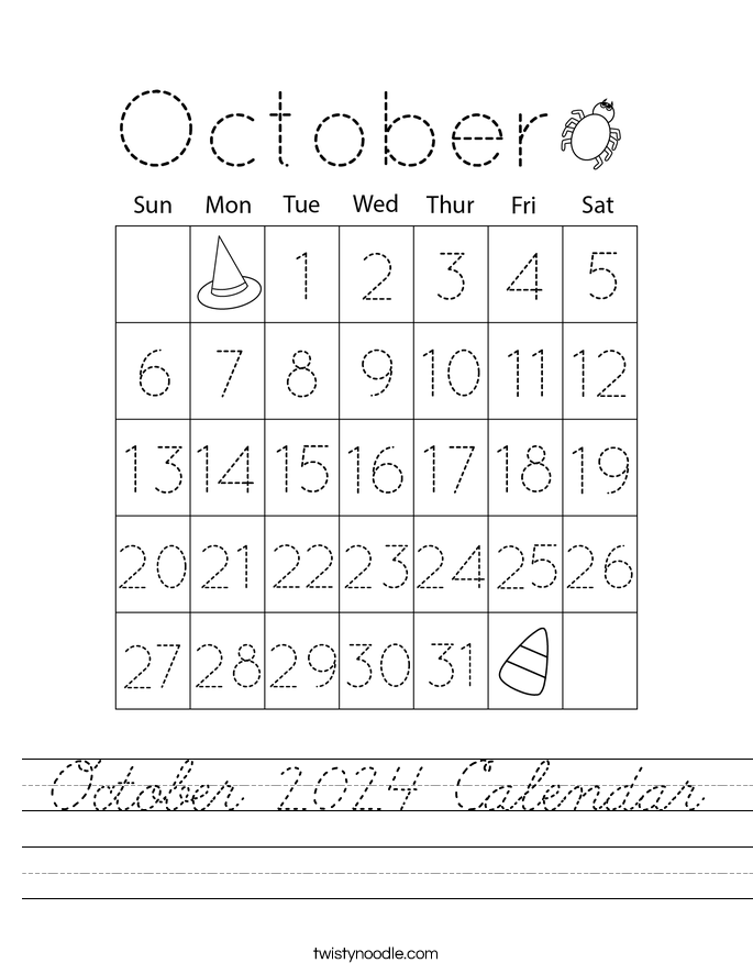 October 2024 Calendar Worksheet