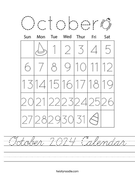 October 2023 Calendar Worksheet