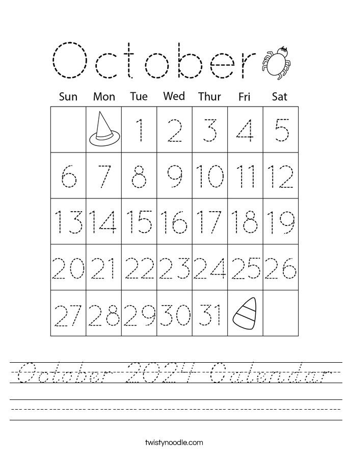 October 2024 Calendar Worksheet