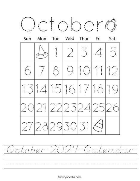 October 2023 Calendar Worksheet