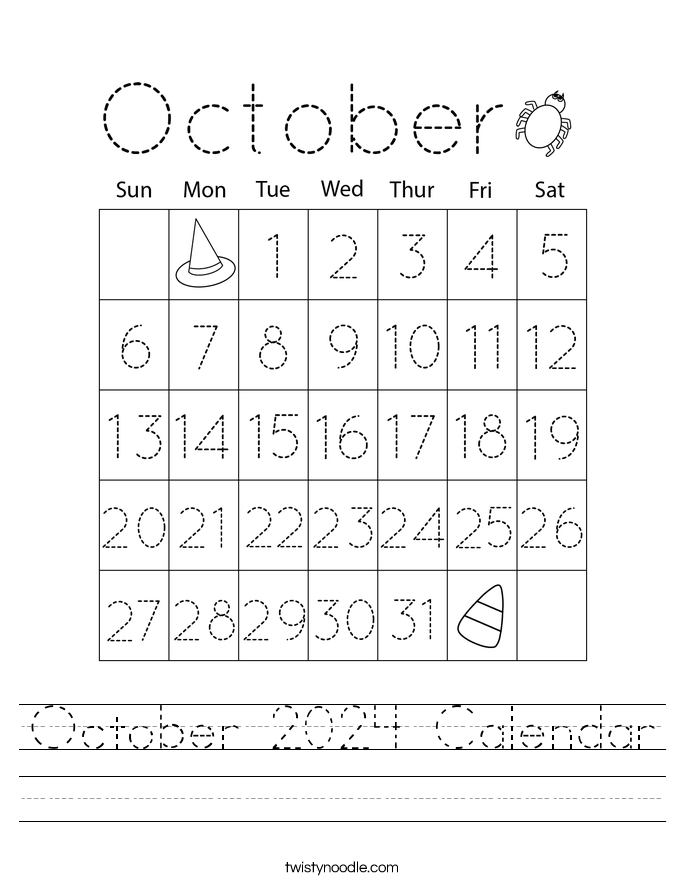 October 2024 Calendar Worksheet