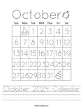 October 2024 Calendar Worksheet