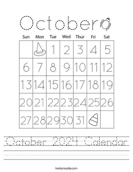 October 2023 Calendar Worksheet