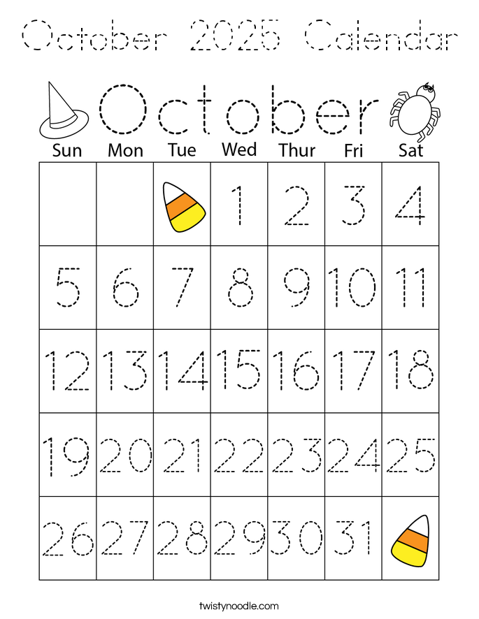 October 2025 Calendar Coloring Page