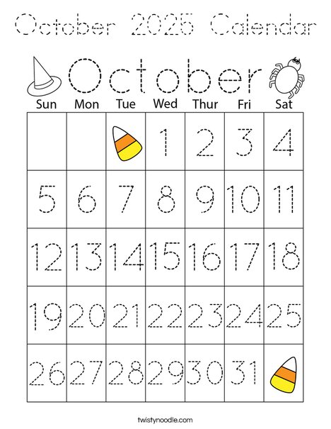October 2025 Calendar Coloring Page