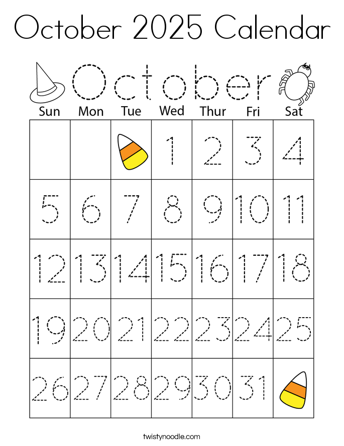 October 2025 Calendar Coloring Page