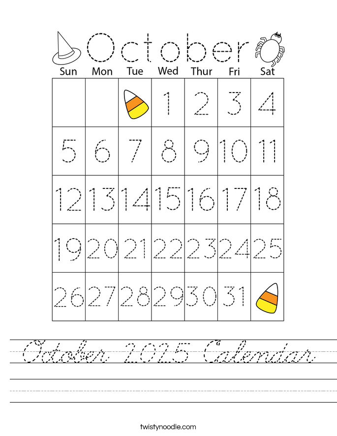 October 2025 Calendar Worksheet