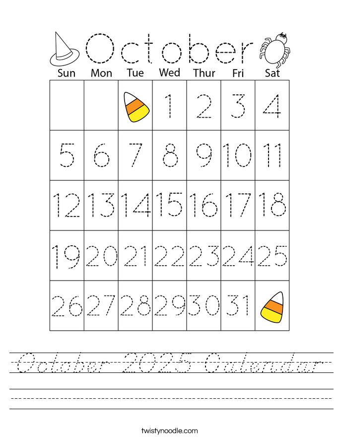 October 2025 Calendar Worksheet