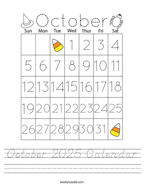 October 2025 Calendar Worksheet