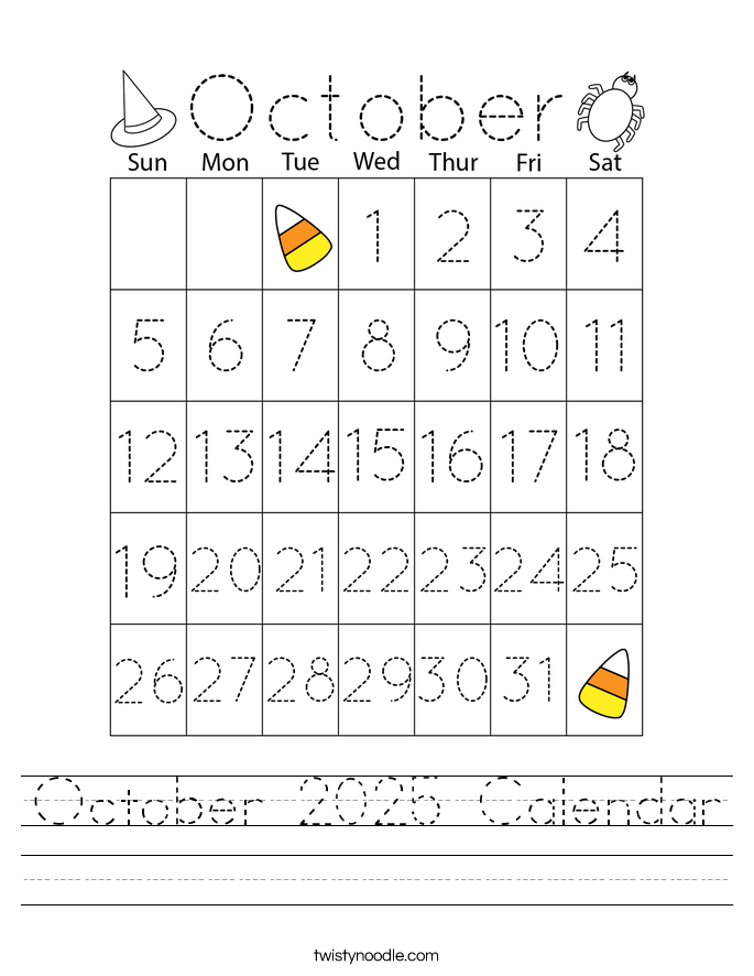 October 2025 Calendar Worksheet