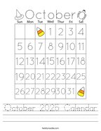 October 2025 Calendar Handwriting Sheet