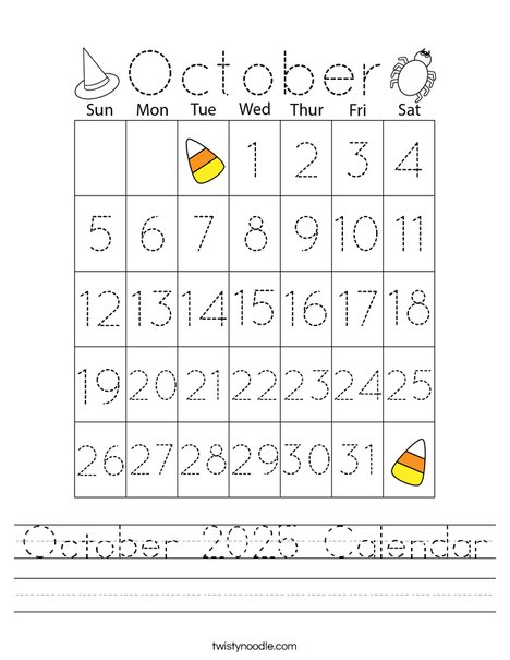 October 2025 Calendar Worksheet
