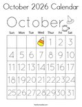 October 2026 Calendar Coloring Page