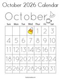October 2026 Calendar Coloring Page