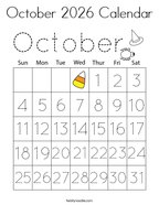 October 2026 Calendar Coloring Page