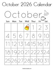 October 2026 Calendar Coloring Page