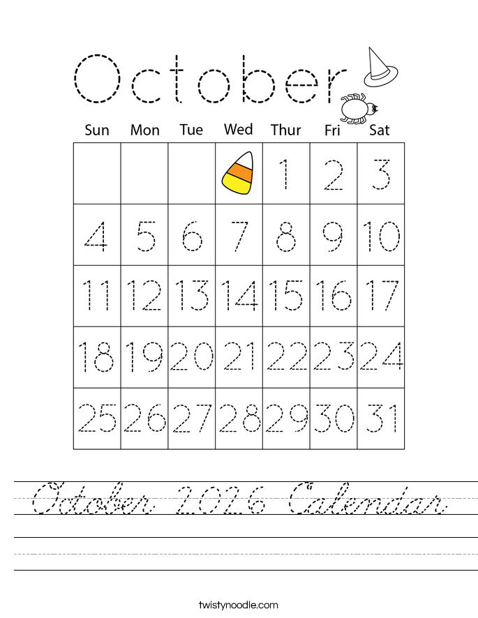 October 2026 Calendar Worksheet