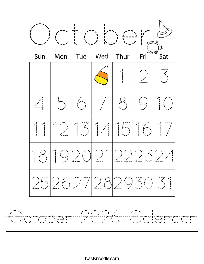 October 2026 Calendar Worksheet