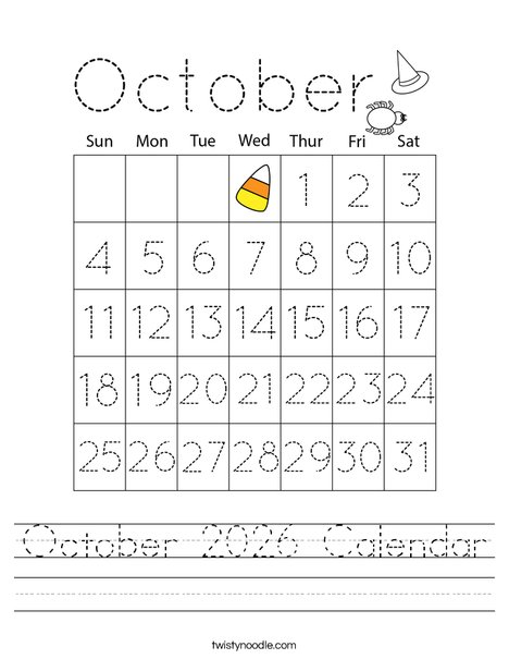 October 2026 Calendar Worksheet