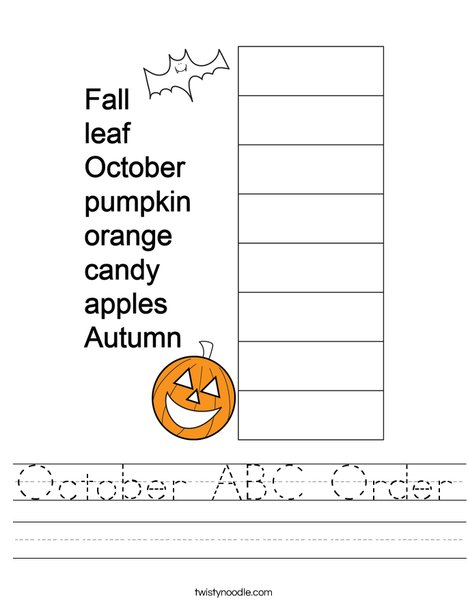 October ABC Order Worksheet
