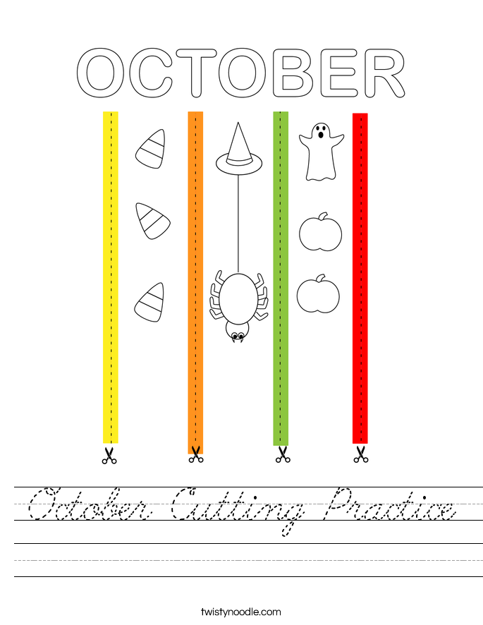 October Cutting Practice Worksheet