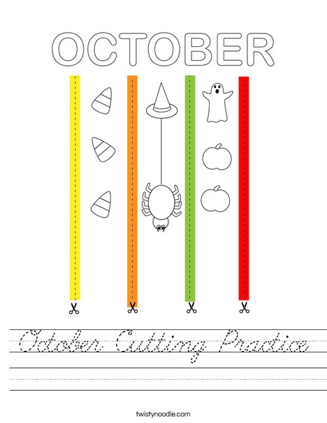 October Cutting Practice Worksheet