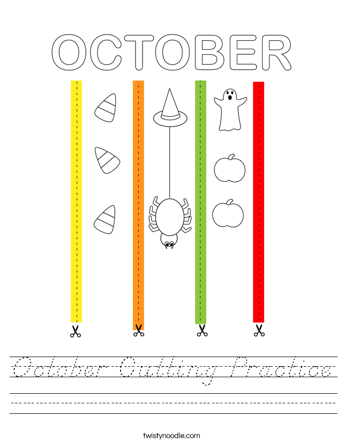 October Cutting Practice Worksheet