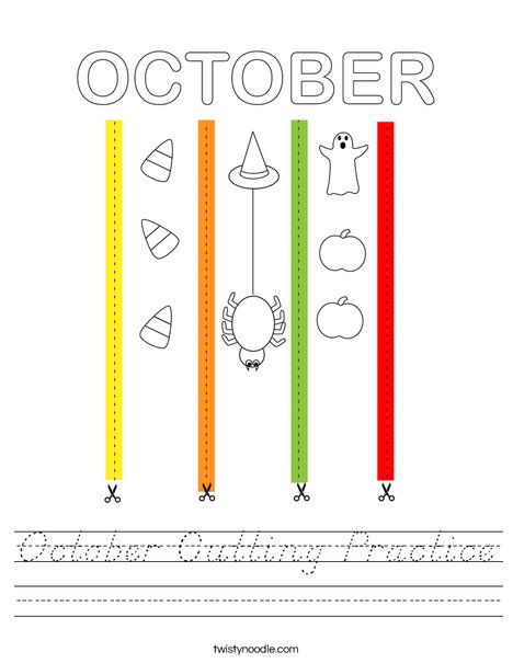 October Cutting Practice Worksheet